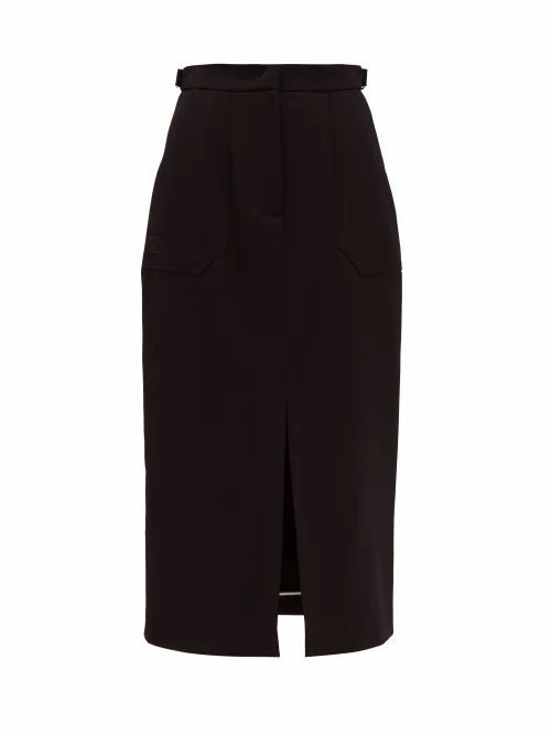 Fendi - Wool-gabardine Midi Skirt - Womens - Black