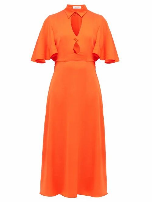 Françoise - Cut-out Cape-back Satin Dress - Womens - Orange