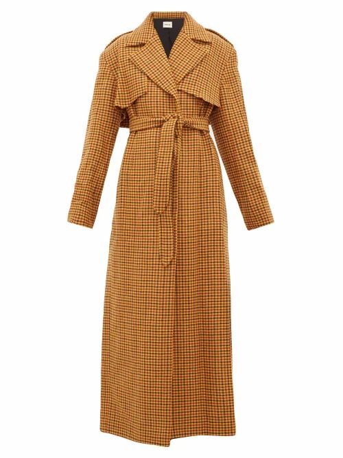Khaite - Blythe Checked Wool Trench Coat - Womens - Brown Multi