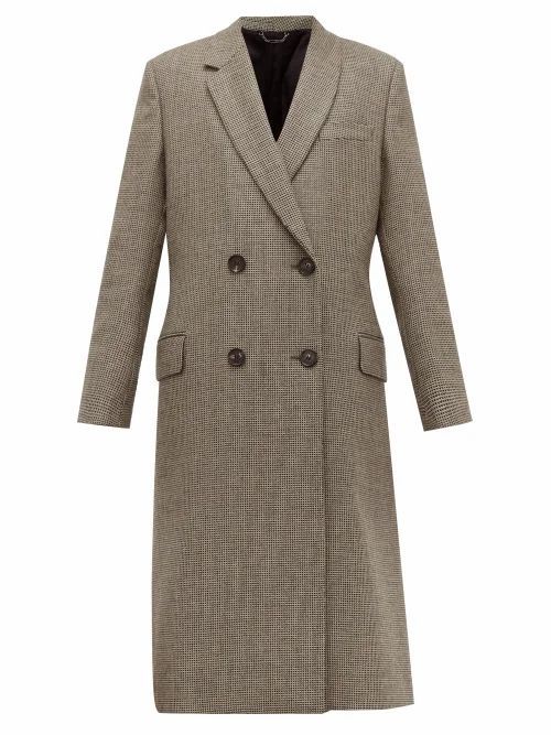 Fendi - Double-breasted Bow-back Houndstooth Wool Coat - Womens - Grey Multi