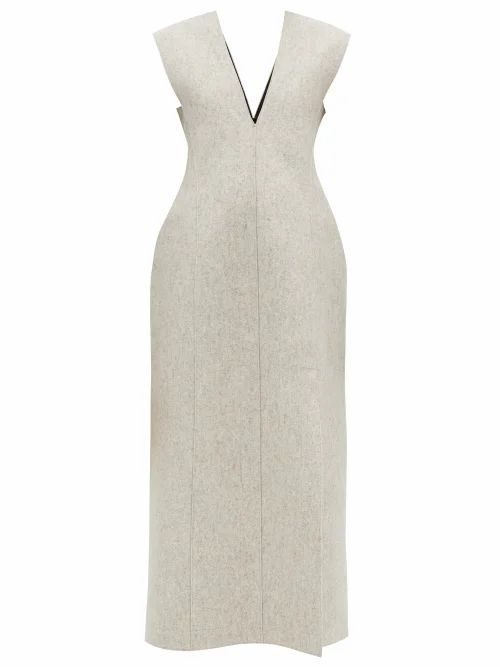 Jil Sander - Side-slit Wool-blend Felt Dress - Womens - Light Grey