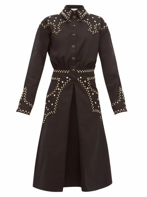 Françoise - Studded Cotton-twill Shirtdress - Womens - Black