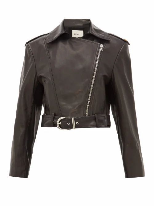 Khaite - Jennifer Silk-lined Leather Biker Jacket - Womens - Black