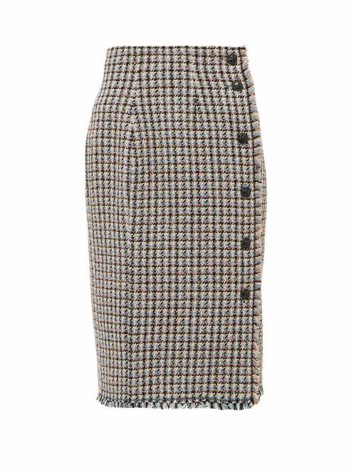 Rebecca Taylor - Houndstooth-tweed Cotton-blend Skirt - Womens - Pink Multi
