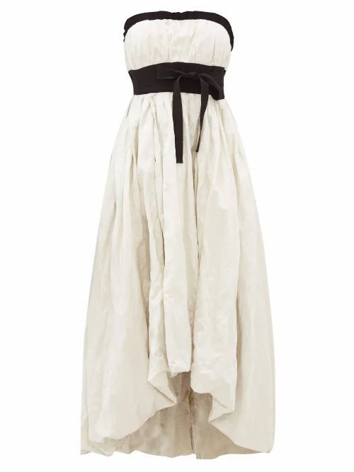 Brock Collection - Grosgrain-trim Strapless Taffeta Gown - Womens - Ivory Multi