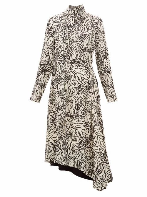 Proenza Schouler - Backless Zebra-print Crepe Midi Dress - Womens - Ivory Multi