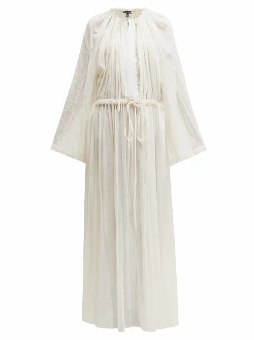 Ann Demeulemeester - Tiriel Gathered Cotton-blend Maxi Dress - Womens - Cream