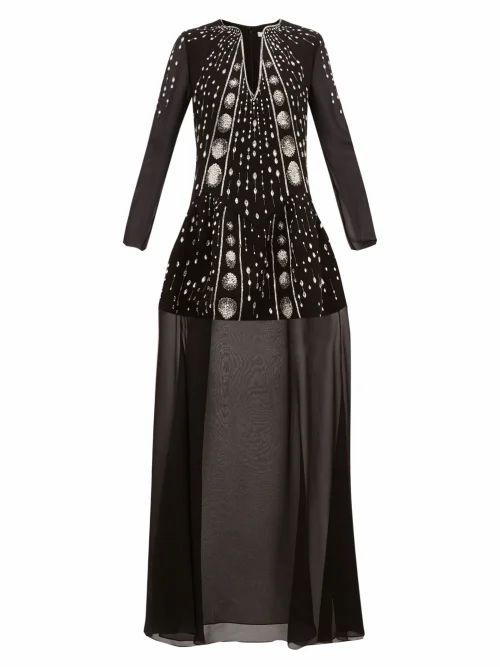 Givenchy - Crystal-embellished Wool-crepe Gown - Womens - Black Multi