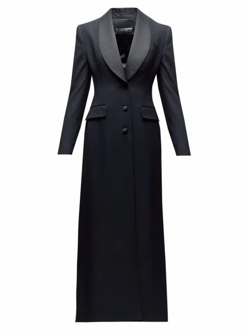 Dolce & Gabbana - Satin-lapel Single-breasted Wool-blend Coat - Womens - Black