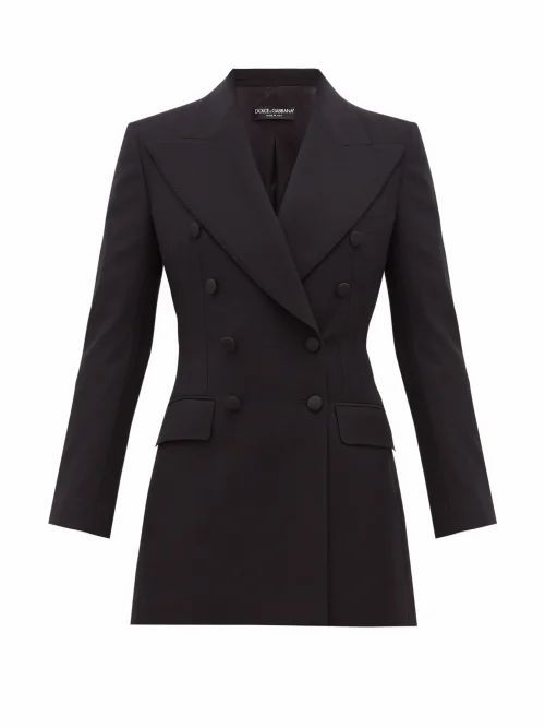 Dolce & Gabbana - Double-breasted Wool-blend Twill Suit Jacket - Womens - Black