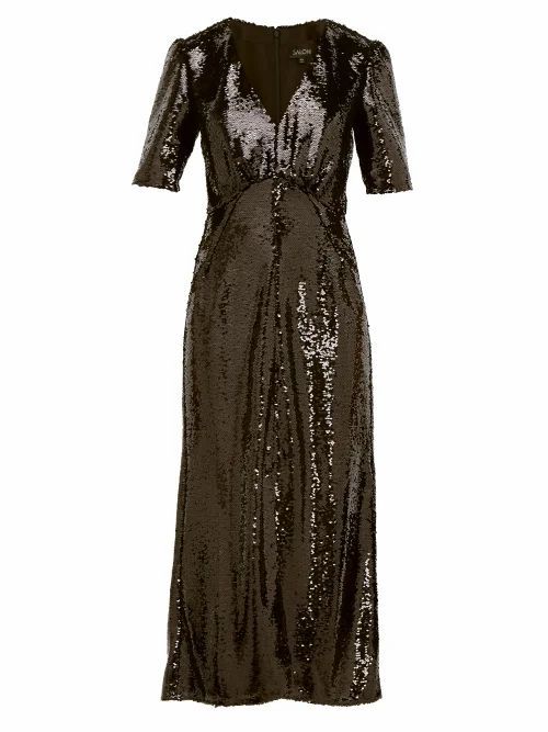 Eden V-neck Sequinned Dress - Womens - Black