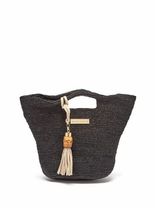 Heidi Klein - Grace Bay Super Mini Raffia Bucket Bag - Womens - Black