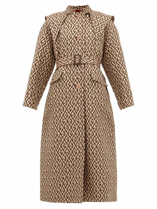 Gucci - Logo-jacquard Single-breasted Trench Coat - Womens - Beige Multi