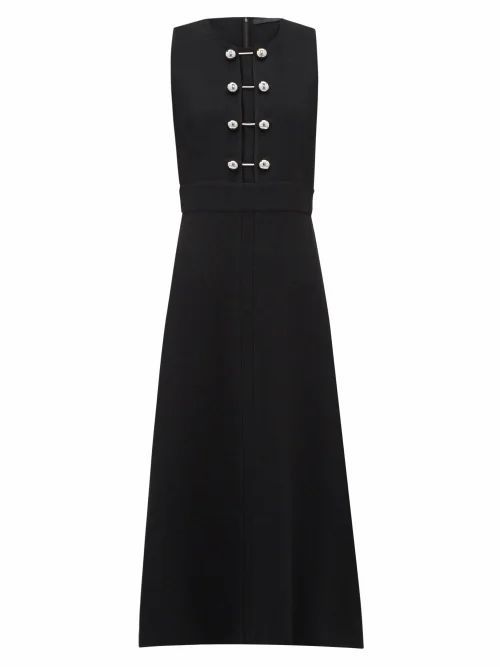 Proenza Schouler - Bar-embellished Cut-out Crepe Dress - Womens - Black
