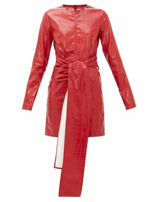 MSGM - Crocodile-effect Faux-leather Dress - Womens - Red