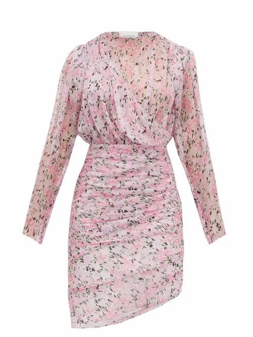 Giambattista Valli - Draped Floral-print Silk-chiffon Dress - Womens - Pink Multi