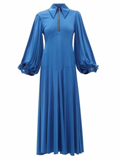 Ellery - Palo Alto Balloon-sleeve Satin-jersey Dress - Womens - Blue