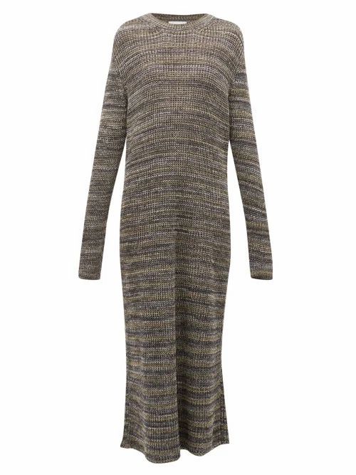 Raey - Space-dyed Yarn Knitted Maxi Dress - Womens - Grey Multi