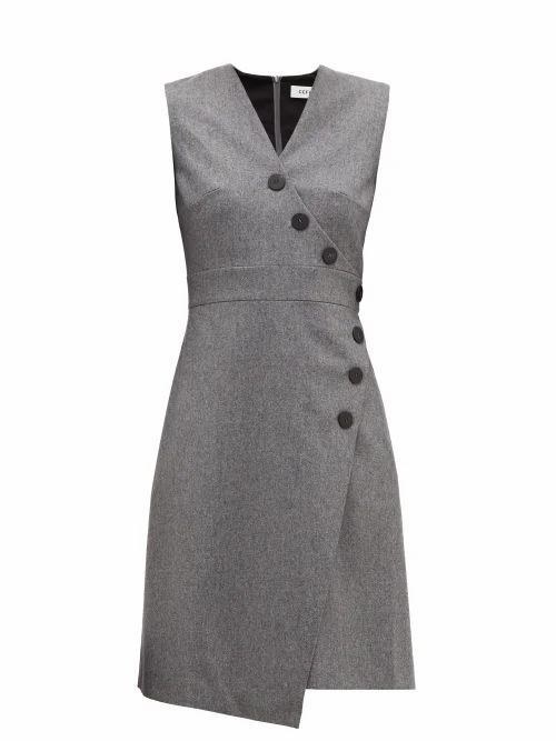 Cefinn - Asymmetric Wool-blend Felt Dress - Womens - Grey