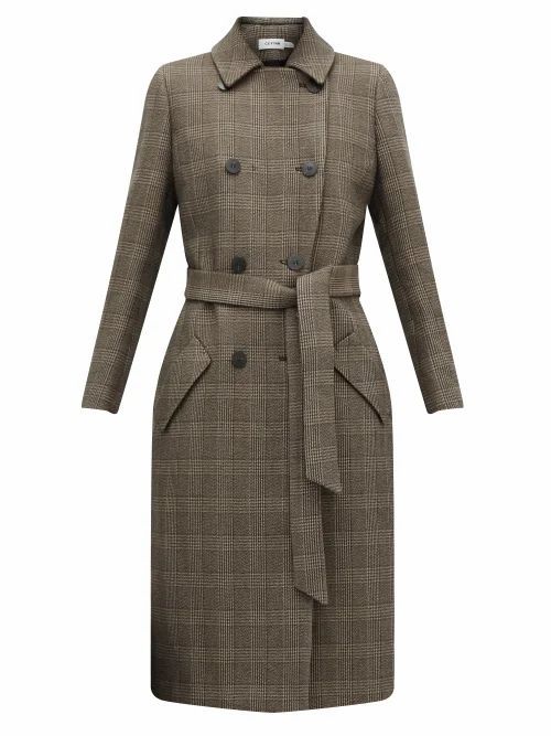Cefinn - Sullivan Checked Double-breasted Cotton-blend Coat - Womens - Brown Multi