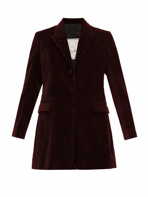 Giuliva Heritage Collection - The Karen Tailored Cotton-velvet Blazer - Womens - Burgundy