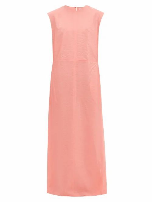 Raey - High V-neck Double-layered Organza Shift Dress - Womens - Pink