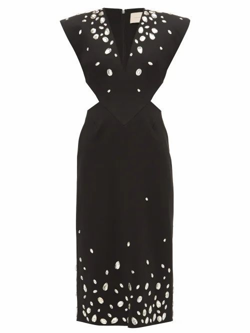 Christopher Kane - Crystal-embellished Cut-out Crépe Dress - Womens - Black