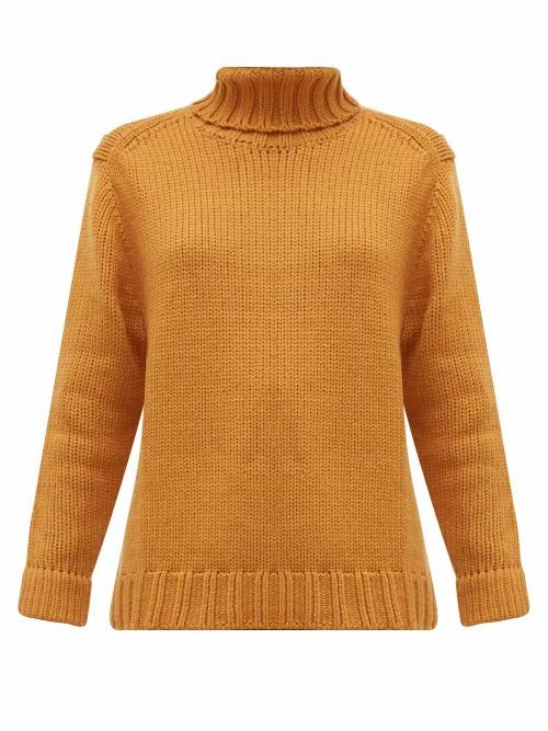 Roll-neck Wool-blend Sweater - Womens - Brown