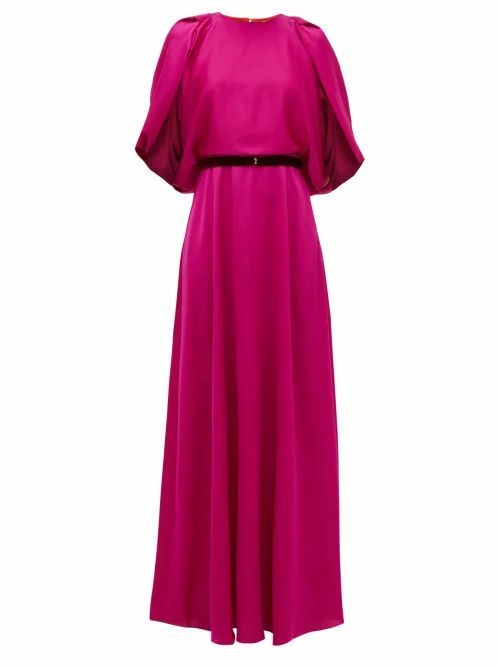Milena Cape-sleeve Satin Maxi Dress - Womens - Pink