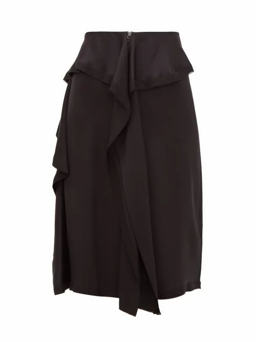 Burberry - Raw-hem Ruffled Silk-satin Skirt - Womens - Black