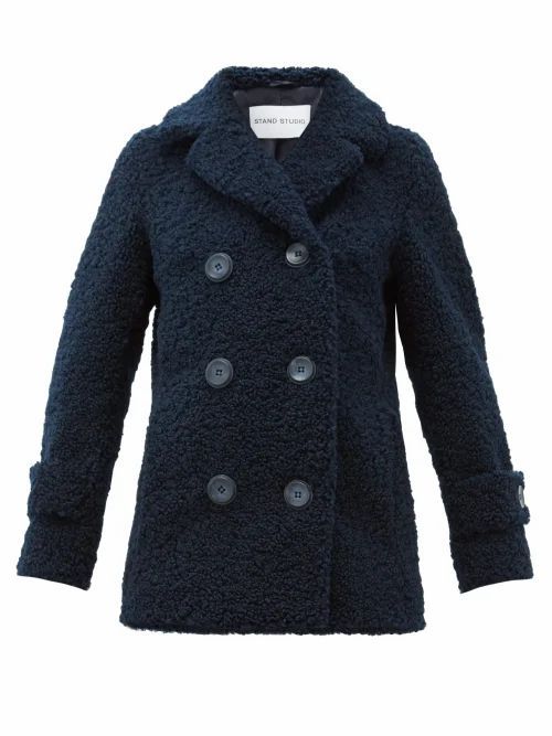 Stand Studio - Lou Double-breasted Faux-shearling Coat - Womens - Navy