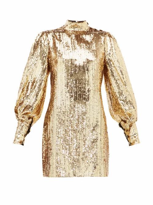 Lima Sequinned Mini Dress - Womens - Gold