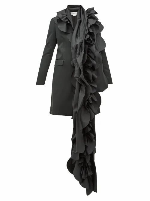 Comme Des Garçons Comme Des Garçons - Scalloped-panel Satin Blazer Coat - Womens - Black