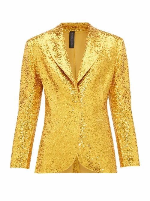 Single-breasted Sequin Blazer - Womens - Gold