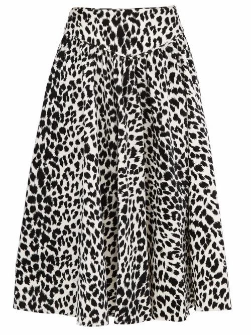 Batsheva - Leopard-print Velvet Midi Skirt - Womens - Leopard