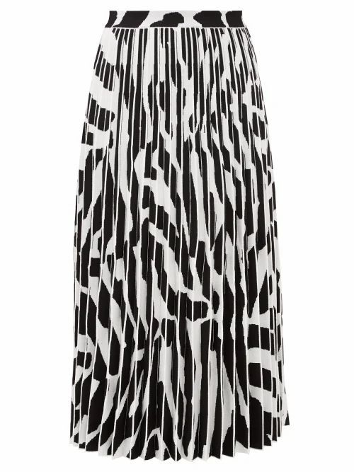 Proenza Schouler - Zebra-jacquard Pleated Midi Skirt - Womens - White Black