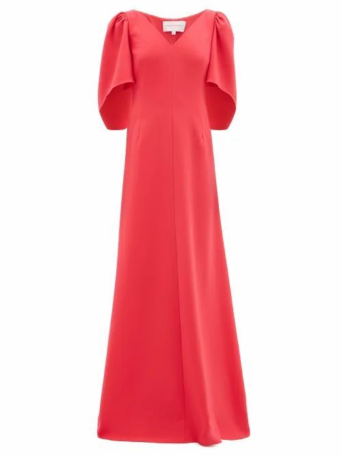 Carolina Herrera - Cape-sleeve Crepe Palazzo Maxi Dress - Womens - Pink