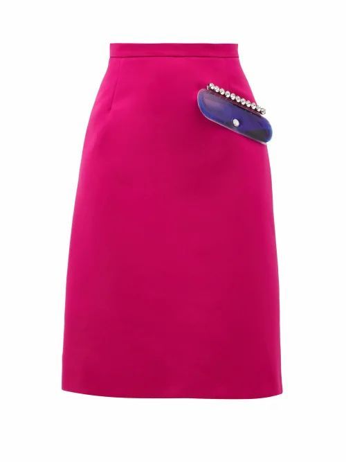 Christopher Kane - Pvc-pocket A-line Satin Skirt - Womens - Pink