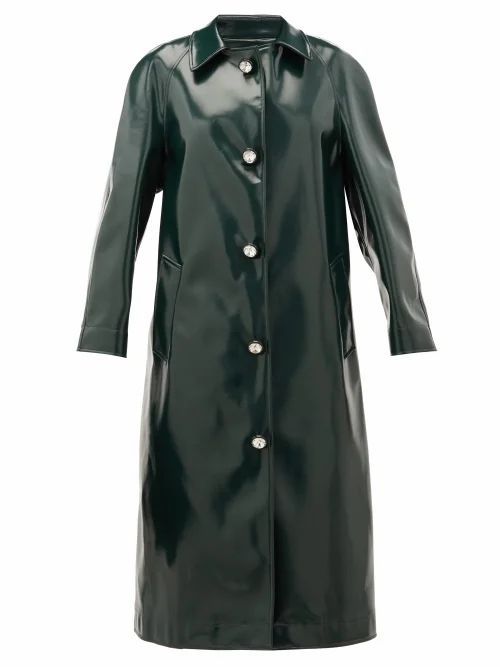 Christopher Kane - Coated Jersey Crystal-embellished Coat - Womens - Dark Green