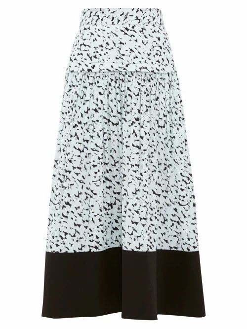 Proenza Schouler - Inky Leopard Print Crepe Midi Skirt - Womens - Black Multi