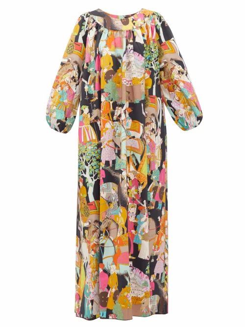 Eastern-print Cotton Maxi Dress - Womens - Multi