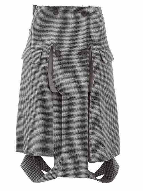 Maison Margiela - Deconstructed Houndstooth Pencil Skirt - Womens - Grey