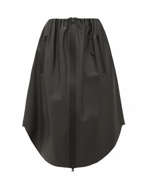 Bottega Veneta - Utility-zip Leather Skirt - Womens - Dark Grey
