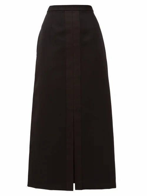 Jil Sander - A-line Silk Satin-trim Wool Skirt - Womens - Black