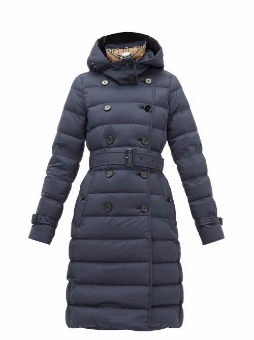 Burberry - Arniston Double-breasted Quilted-shell Coat - Womens - Navy