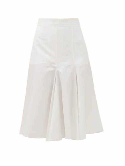 Joseph - Barton Flared-panel Cotton-blend Skirt - Womens - White