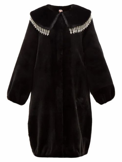Shrimps - Weston Crystal-embellished Faux-fur Coat - Womens - Black