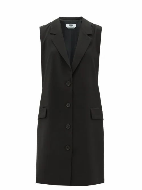 MSGM - Sleeveless Single-breasted Tailored Wool Dress - Womens - Black