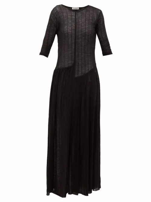 Jil Sander - Wool-blend Jersey Maxi Dress - Womens - Black