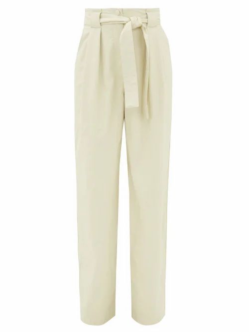 MSGM - High-rise Belted Faux Leather Trousers - Womens - White